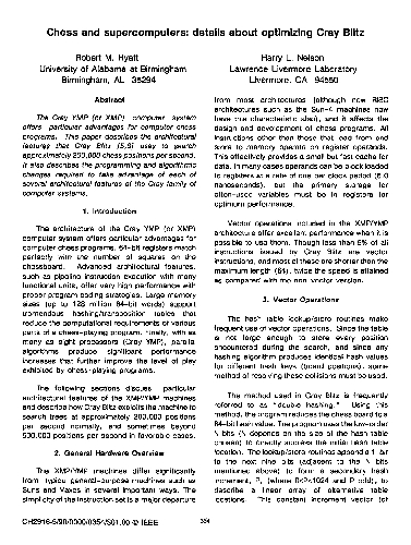 Chess and Supercomputers: Details About Optimizing Cray Blitz