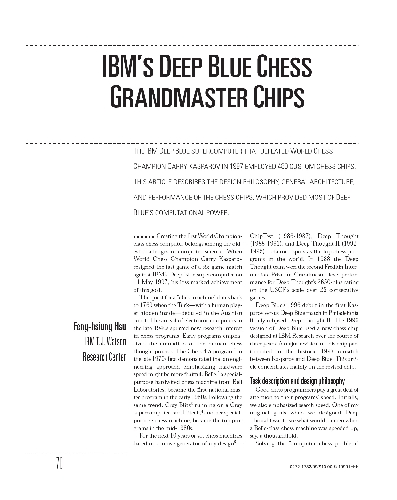 IBM's Deep Blue Chess Grandmaster Chips