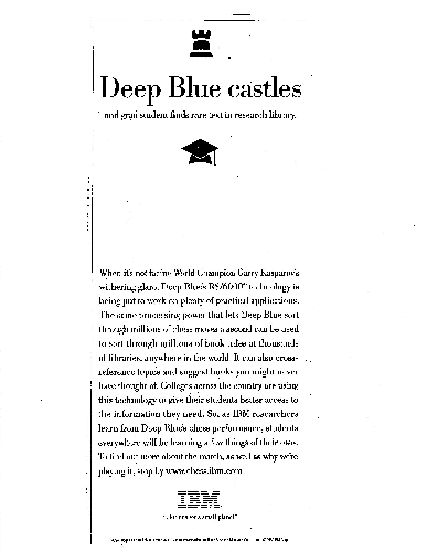IBM advertisement: Deep Blue Castles