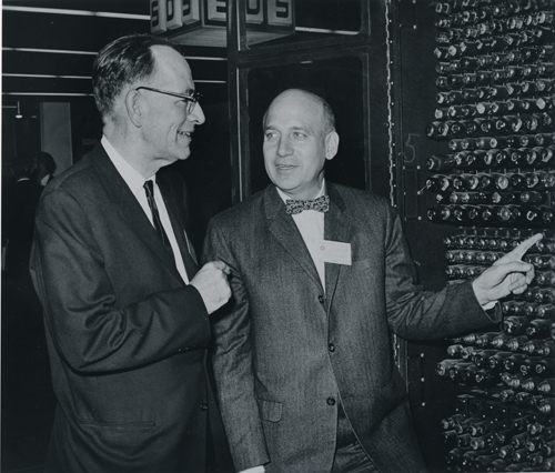 J. Presper Eckert and John Mauchly in front of vacuum tubes | 102657861 |  Computer History Museum